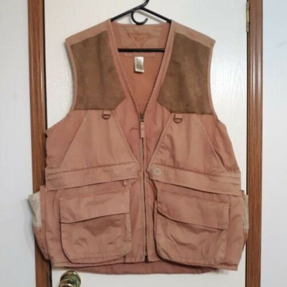 Vintage Mens Sz Large 10X Hunting Vest Dark Tan Chest 42-44 - Picture 2 of 11